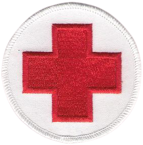 KRZYŻ MEDYCZNY biała naszywka 70mm rzep