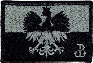 Polska flaga godło RP Polska Walcząca znak PW naszywka szaro-czarna rzep