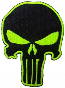 PUNISHER kontur czarna naszywka haft jaskrawy żółty