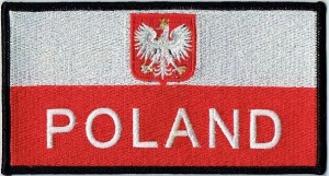 POLAND Flaga polska z godłem RP NASZYWKA  727R