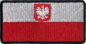 POLSKA Flaga Polski z Godłem NASZYWKA 22R
