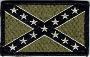Flaga Konfederacji naszywka khaki 8x5cm obszycie czarne haft rzep