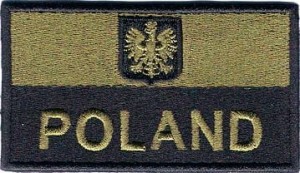 Polska flaga z godłem POLAND naszywka 90x50mm polowa khaki na rzep