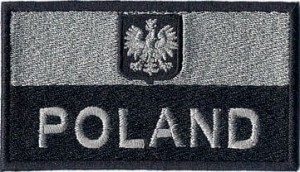 POLSKA Flaga Polski POLAND z GODŁEM NASZYWKA 58R