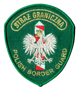 STRAŻ GRANICZNA tarcza SG POLISH BORDER GUARD naszywka wyjściowa złote nap.