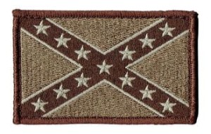 Flaga Konfederacji naszywka coyote 8x5cm obszycie brązowe haft rzep