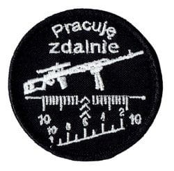 Pracuję zdalnie czarna naszywka  6cm rzep