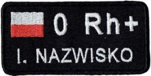 NAME PATCH IMIENNIK GRUPA KRWI NASZYWKA 1071R