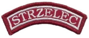 STRZELEC łuczek bordowy naszywka rzep