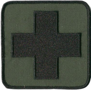 KRZYŻ MEDYCZNY APTECZKA naszywka 95x95 mm khaki haft rzep