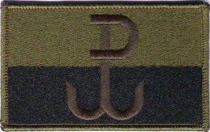 Polska flaga znak PW wersja maskująca khaki naszywka 9x5,5cm rzep