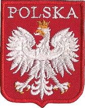 Godło RP z napisem POLSKA orzełek naszywka haftowana 42x54mm