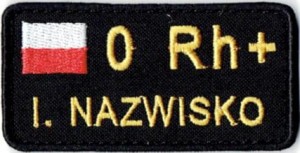 NAME PATCH IMIENNIK GRUPA KRWI NASZYWKA 2264R