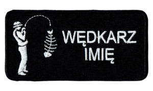 Wędkarz Imię ksywa naszywka imienna czarna 98x50 mm rzep