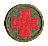 KRZYŻ MEDYCZNY APTECZKA naszywka olive green 30x30 mm haft rzep