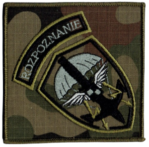 ROZPOZNANIE Wojskowe oznaka polowa US-22 naszywka na rzep 95x95mm skośna