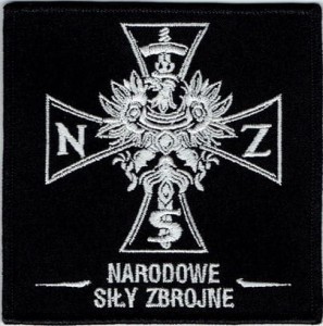 NSZ Narodowe Siły Zbrojne naszywka czarna 94x94mm haft biały rzep