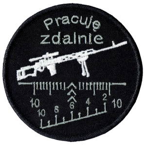Pracuję zdalnie czarna naszywka na rzep