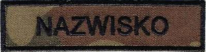 Nazwisko imiennik wojskowy na mundur WZ93 naszywka na rzep