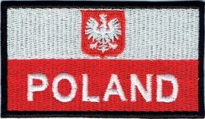 Flaga Polski POLAND z godłem naszywka rzep