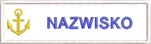 Nazwisko Imiennik Żeglarz Kotwica naszywka imienna 135x40 mm rzep