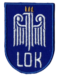 LIGA OBRONY KRAJU orzełek LOK naszywka 45x63 mm nowy wzór haft