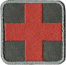 KRZYŻ MEDYCZNY apteczka 50x50 mm naszywka olive green haft czerwony rzep