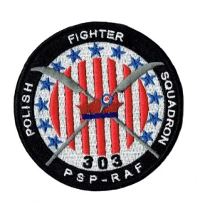 Polish Fighter Squadron oznaka PSP-RAF Dywizjon 303 naszywka 100 mm rzep