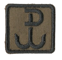 Polska Walcząca znak PW 30x30 mm kamuflaż oliw brown naszywka haft rzep
