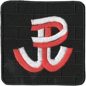 Polska Walcząca znak PW czarny mur 75x75 mm naszywka czarna haft rzep