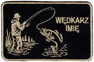Wędkarz 1 Imię ksywa naszywka imienna czarna 98x64 mm rzep