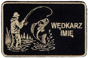 Wędkarz 2 Imię ksywa naszywka imienna czarna 98x64 mm rzep