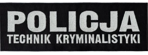 POLICJA TECHNIK KRYMINALISTYKI czarna naszywka 30x10 cm na plecy haft rzep
