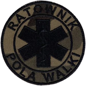 RATOWNIK POLA WALKI kamuflaż polowy czarny wz93 naszywka 80 mm haft rzep
