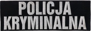 Policja Kryminalna czarna naszywka policyjna na plecy 30x10 cm haft rzep