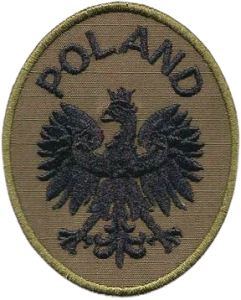 Godło RP owalna naszywka haftowana POLAND kamuflaż khaki SG rzep