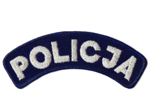 POLICJA łuczek na ramię naszywka naramienna granatowa haft srebrny rzep