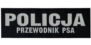 POLICJA PRZEWODNIK PSA naszywka czarna duża na plecy 300x100 mm na rzep