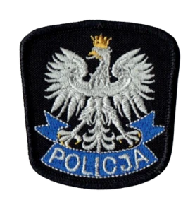 POLICJA orzełek na czapkę czarny naszywka haftowana