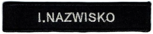 Imiennik Nazwisko POLICJA naszywka imienna czarna haft srebrny na rzep