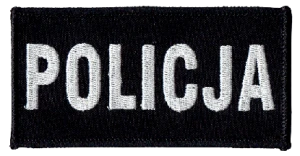POLICJA naszywka na pierś czarna 80x40 mm na rzep