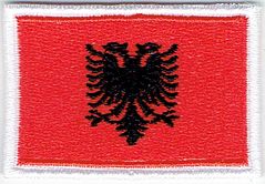 Albania flaga Albanii naszywka haftowana 55x38 mm podkład biały