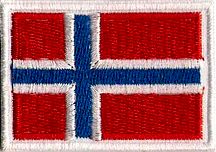 NORWEGIA Norway flaga Norwegii naszywka haftowana 55x38 mm podkład biały