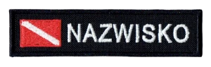 Nazwisko Imiennik Flaga Nurkowa naszywka imienna 100x25 mm z flagą nurka
