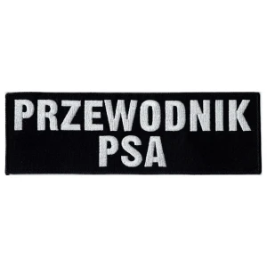 PRZEWODNIK PSA naszywka czarna duża na plecy 250x80 mm na rzep